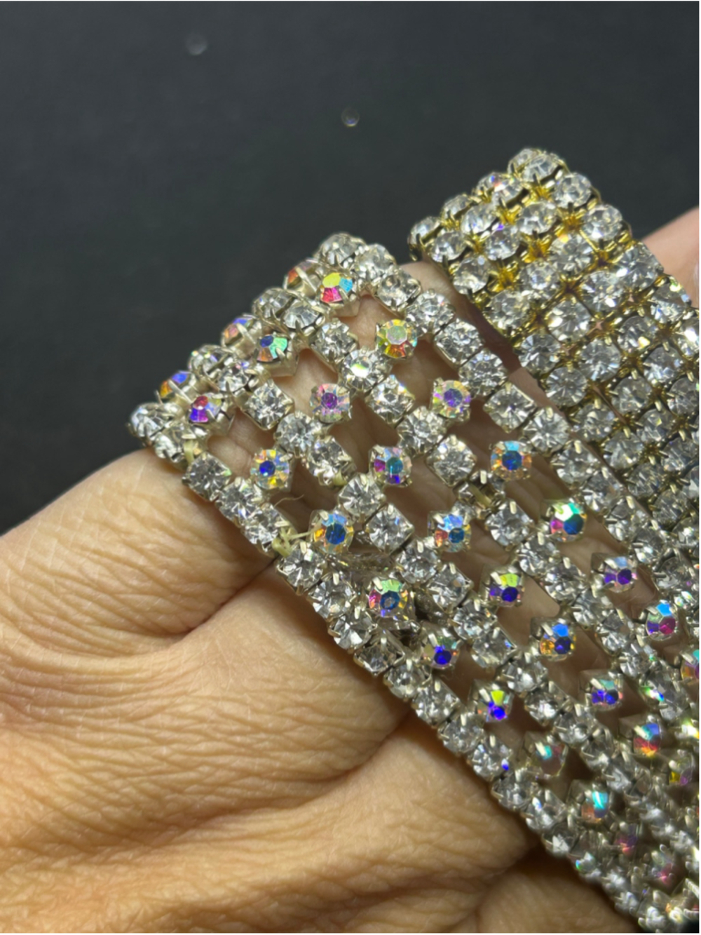 Women's Unbranded Rhinestone Stretch Bracelet Set, One Size, Gold and Silver
